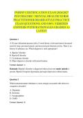 PMHNP CERTIFICATION EXAM 2026&sol;2027  PSYCHIATRIC&ndash;MENTAL HEALTH NURSE  PRACTITIONER BOARD-STYLE PRACTICE  EXAM QUESTIONS AND 100&percnt; VERIFIED  ANSWERS WITH RATIONALES GRADED A&plus;  LATEST