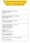 MLT 140 Host-Parasite Interaction Exam&NewLine;Questions and Answers with Verified&NewLine;Solutions &vert; Latest Updated 2026&NewLine;