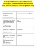 MLT 140 Streptococci and Enterococcus&NewLine;Exam Study Guide Questions and Answers&NewLine;with Verified Solutions &vert; Latest Updated 2026