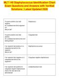 MLT 140 Staphylococcus Identification Chart&NewLine;Exam Questions and Answers with Verified&NewLine;Solutions &vert; Latest Updated 2026