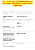 MLT 126&colon; 2-5 Rapid Testing Exam Questions&NewLine;and Answers with Verified Solutions &vert; Latest&NewLine;Updated 2026