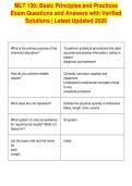 MLT 130&colon; Basic Principles and Practices&NewLine;Exam Questions and Answers with Verified&NewLine;Solutions &vert; Latest Updated 2026