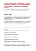 Intuit Academy Tax Level 1 Exam Practice Questions & Answers &vert; Comprehensive Tax Certification Study Guide &vert; 2026 Latest Update