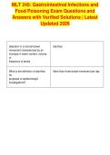 MLT 240&colon; Gastrointestinal Infections and&NewLine;Food Poisoning Exam Questions and&NewLine;Answers with Verified Solutions &vert; Latest&NewLine;Updated 2026
