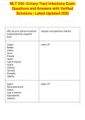 MLT 240&colon; Urinary Tract Infections Exam&NewLine;Questions and Answers with Verified&NewLine;Solutions &vert; Latest Updated 2026