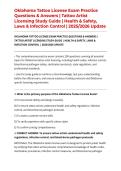 Oklahoma Tattoo License Exam Practice Questions & Answers &vert; Tattoo Artist Licensing Study Guide &vert; Health & Safety&comma; Laws & Infection Control &vert; 2025&sol;2026 Update