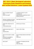 MLT 126 2-1 Basic Serological Laboratory&NewLine;Techniques Exam Questions and Answers&NewLine;with Verified Solutions &vert; Latest Updated 2026