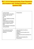 MLT 110 2-4 Hemacytometer Exam Questions&NewLine;and Answers with Verified Solutions &vert; Latest&NewLine;Updated 2026