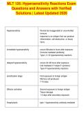 MLT 126&colon; Hypersensitivity Reactions Exam&NewLine;Questions and Answers with Verified&NewLine;Solutions &vert; Latest Updated 2026