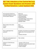MLT 240&colon; Infections of the Central Nervous&NewLine;System Exam Questions and Answers with&NewLine;Verified Solutions &vert; Latest Updated 2026