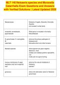 MLT 140 Neisseria species and Moraxella&NewLine;Catarrhalis Exam Questions and Answers&NewLine;with Verified Solutions &vert; Latest Updated 2026