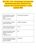 MLT 232 - Unit 1 Hematology Concepts and&NewLine;Red Blood Cells Exam Questions and&NewLine;Answers with Verified Solutions &vert; Latest&NewLine;Updated 2026