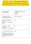 MLT 232 - Unit 2&period;1 Hemoglobinopathies &&NewLine;Thalassemia Exam Questions and Answers&NewLine;with Verified Solutions &vert; Latest Updated 2026