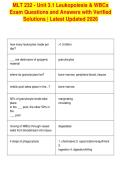MLT 232 - Unit 3&period;1 Leukopoiesis & WBCs&NewLine;Exam Questions and Answers with Verified&NewLine;Solutions &vert; Latest Updated 2026