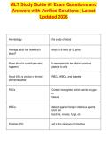 MLT Study Guide &num;1 Exam Questions and&NewLine;Answers with Verified Solutions &vert; Latest&NewLine;Updated 2026