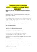 Fundamentals of Nursing Questions with Correct Answers 2026&sol;2027