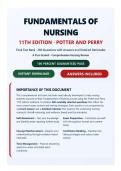 Fundamentals of Nursing 11th Edition Test Bank &ndash; Potter & Perry &vert; 260 NCLEX-Style Questions with Answers & Rationales &vert; A&plus; Nursing Exam Prep