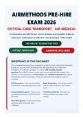 Airmethods Pre-Hire Exam 2026 &vert; 270 Critical Care Transport Questions with Answers & Rationales &vert; Flight Nurse & Paramedic Certification Prep &vert; A&plus; Graded