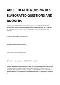 ADULT HEALTH NURSING HESI ELABORATED QUESTIONS AND &NewLine;ANSWERS