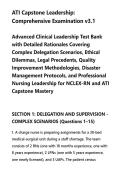 ATI Capstone Leadership&colon;&NewLine;Comprehensive Examination v3&period;1&NewLine;Advanced Clinical Leadership Test Bank&NewLine;with Detailed Rationales Covering&NewLine;Complex Delegation Scenarios&comma; Ethical&NewLine;Dilemmas&comma; Legal Precedents&comma; Quality&NewLine;Improvement Methodologies&comma; Disaster&NewLine;Managemen