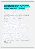 CALIFORNIA OPTOMETRY LAW Exam&NewLine;UPDATED ACTUAL Exam Question and&NewLine;Answer &lpar;2026&sol;2027&rpar; &vert; Grade A&plus;