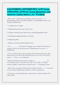 CALIFORNIA OPTOMETRY LAW Exam&NewLine;UPDATED ACTUAL Exam Question and&NewLine;Answer &lpar;2026&sol;2027&rpar; &vert; A&plus; Verified