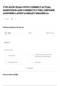 YVR AVOP EXAM WITH CORRECT ACTUAL QUESTIONS AND CORRECTLY WELL DEFINED ANSWERS LATEST ALREADY GRADED A&plus;
