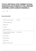 YVR D A TEST EXAM WITH CORRECT ACTUAL QUESTIONS AND CORRECTLY WELL DEFINED ANSWERS LATEST ALREADY GRADED A&plus;