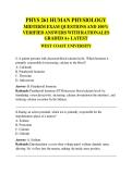 PHYS 261 HUMAN PHYSIOLOGY  MIDTERM EXAM QUESTIONS AND 100&percnt;  VERIFIED ANSWERS WITH RATIONALES  GRADED A&plus; LATEST WEST COAST UNIVERSITY