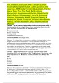 Fall Semester 2026&ndash;2027 MPH &ndash; Master of Public Health &lpar;MPH&rpar; Updated 2026 &vert; 190&plus; Questions and Answers &vert; MPH Comprehensive Study Guide&comma; Practice Exam&comma; Exam Prep Test Bank&comma; Epidemiology&comma; Biostatistics&comma; Environmental Health&comma; Global Health&comma; Health Policy & Ma