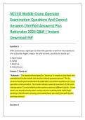 NCCCO Mobile Crane Operator &NewLine;Examination Questions And Correct &NewLine;Answers &lpar;Verified Answers&rpar; Plus &NewLine;Rationales 2026 Q&A &vert; Instant &NewLine;Download Pdf