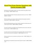 Microsoft Excel Final Exam Review Questions with Correct Answers 2026 &vert; Comprehensive Study Guide & Exam Preparation