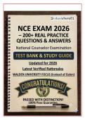 NCE Exam 2026 &ndash; 200&plus; Real Q&A&colon; Complete Test Bank with Verified Answers & Detailed Rationales &vert; National Counselor Examination &vert; Updated NBCC 2026 Blueprint&NewLine;&NewLine;