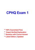 CPHQ Exam 1 Study Guide 2026&ndash;2027 &vert; Practice Questions & Answers &vert; Healthcare Quality Certification Review