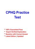 CPHQ Practice Test Study Guide 2026&ndash;2027 &vert; Practice Questions&comma; Verified Answers & Rationales &vert; Healthcare Quality Review