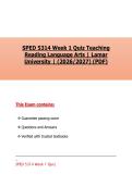 SPED 5314 Week 1 Quiz Teaching &NewLine;Reading Language Arts &vert; Lamar &NewLine;University &vert; &lpar;2026&sol;2027&rpar; &lpar;PDF&rpar;
