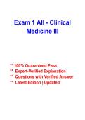 Clinical Medicine III Exam 1 Study Guide 2026&ndash;2027 &vert; Comprehensive Practice Questions & Answers &vert; Medical Review
