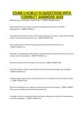 HCM-2110 Exam 3 Questions with Correct Answers 2026 &vert; Healthcare Management Exam Review & Study Guide