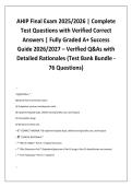 AHIP Final Exam 2025&sol;2026 &vert; Complete &NewLine;Test Questions with Verified Correct &NewLine;Answers &vert; Fully Graded A&plus; Success &NewLine;Guide 2026&sol;2027 &ndash; Verified Q&As with &NewLine;Detailed Rationales &lpar;Test Bank Bundle -&NewLine;76 Questions