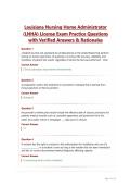 Louisiana Nursing Home Administrator &lpar;LNHA&rpar; License Exam Practice Questions with Verified Answers & Rationales