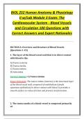 BIOL 252 Human Anatomy & Physiology &NewLine;II w&sol;Lab Module 3 Exam&colon; The &NewLine;Cardiovascular System - Blood Vessels &NewLine;and Circulation 100 Questions with &NewLine;Correct Answers and Expert Rationales 