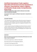 Certified International Trade Logistics Specialist &lpar;CITLS&rpar; Exam Practice Questions & Answers &vert; International Trade & Logistics Certification Study Guide &vert; Comprehensive Exam Prep