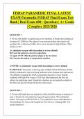 FISDAP PARAMEDIC FINAL LATEST &NewLine;EXAM Paramedic FISDAP Final Exam Test &NewLine;Bank &vert; Real Exam 600&plus; Questions &vert; A&plus; Grade &NewLine;&vert; Complete 2025&sol;2026 