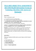 WGU D033 OBJECTIVE ASSESSMENT &NewLine;2023-2026 Health Information Systems & &NewLine;Technology Questions with Answers & &NewLine;Rationales 