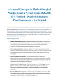 Advanced Concepts in Medical-Surgical Nursing Exam 2 Actual Exam 2026&sol;2027 &ndash; 100&percnt; Verified &vert; Detailed Rationales &ndash; Pass Guaranteed &ndash; A&plus; Graded&NewLine;