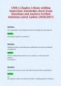 CWB 1 Chapter 5-Basic welding&NewLine;inspection&colon; knowledge check Exam&NewLine;Questions and Answers Verified&NewLine;Solutions Latest Update &lpar;2026&sol;2027&rpar;