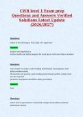 CWB level 1 Exam prep&NewLine;Questions and Answers Verified&NewLine;Solutions Latest Update&NewLine;&lpar;2026&sol;2027&rpar;