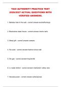 TAXI AUTHORITY PRACTICE TEST &NewLine;2026&sol;2027 ACTUAL QUESTIONS WITH &NewLine;VERIFIED ANSWERS&period;