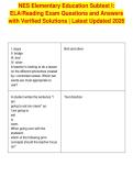 NES Elementary Education Subtest I&colon;&NewLine;ELA&sol;Reading Exam Questions and Answers&NewLine;with Verified Solutions &vert; Latest Updated 2026