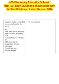 NES Elementary Education Subtest I&NewLine;&lpar;&num;NT102&rpar; Exam Questions and Answers with&NewLine;Verified Solutions &vert; Latest Updated 2026